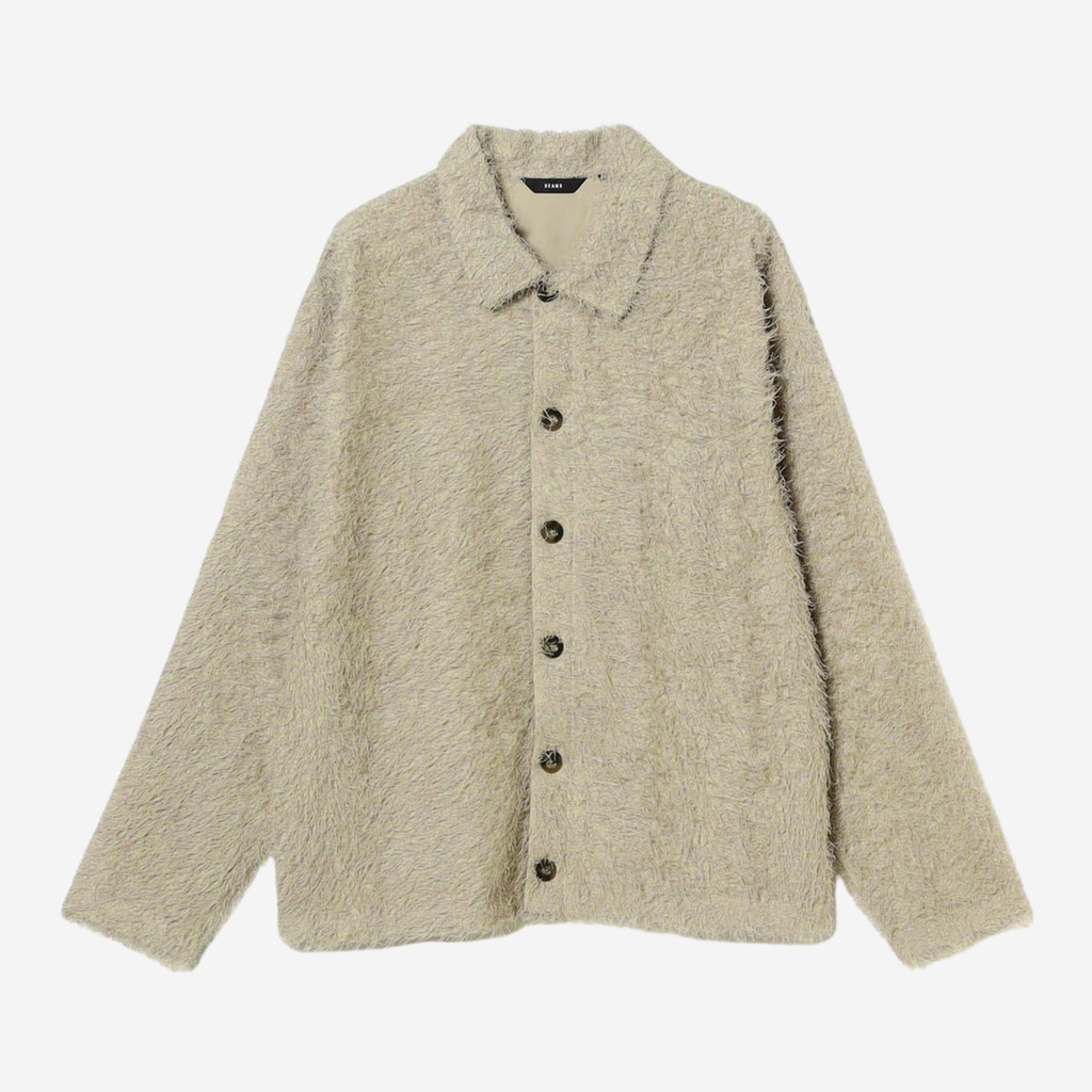 FRINGE SHIRTS - BEAMS chemise boutons franges beige face