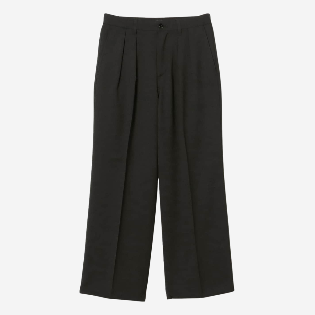 WIDE SLACKS - BEAMS pantalon pinces large noir face