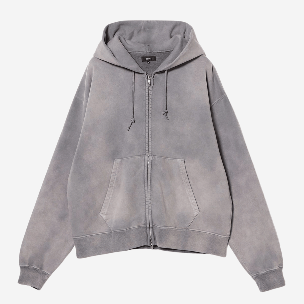 FADE FULL ZIP HOODIE - BEAMS sweat zippé capuche large gris face