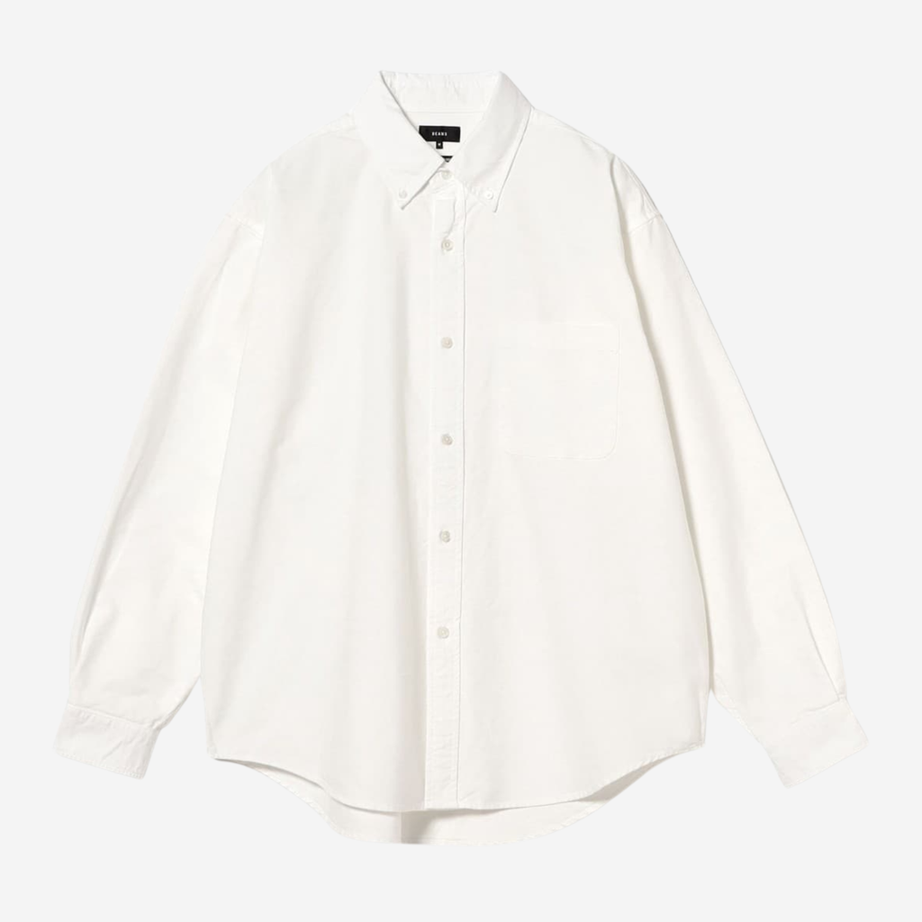 HEAVY/OXFORD BUTTON DOWN SHIRTS - BEAMS chemise boutons large blanche face