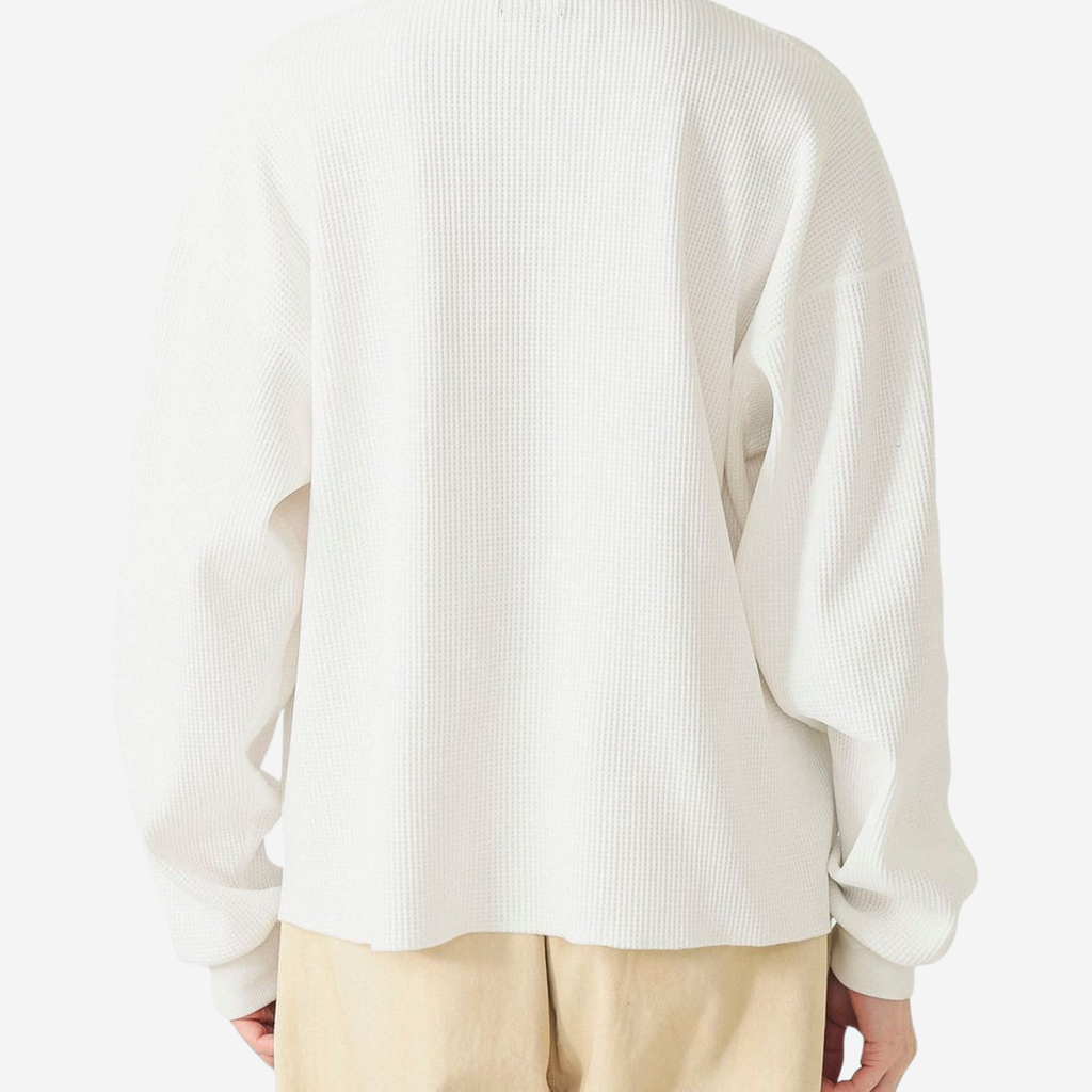 SHORT TECH THERMAL - BEAMS teeshirt manches longues gauffré blanc dos porté