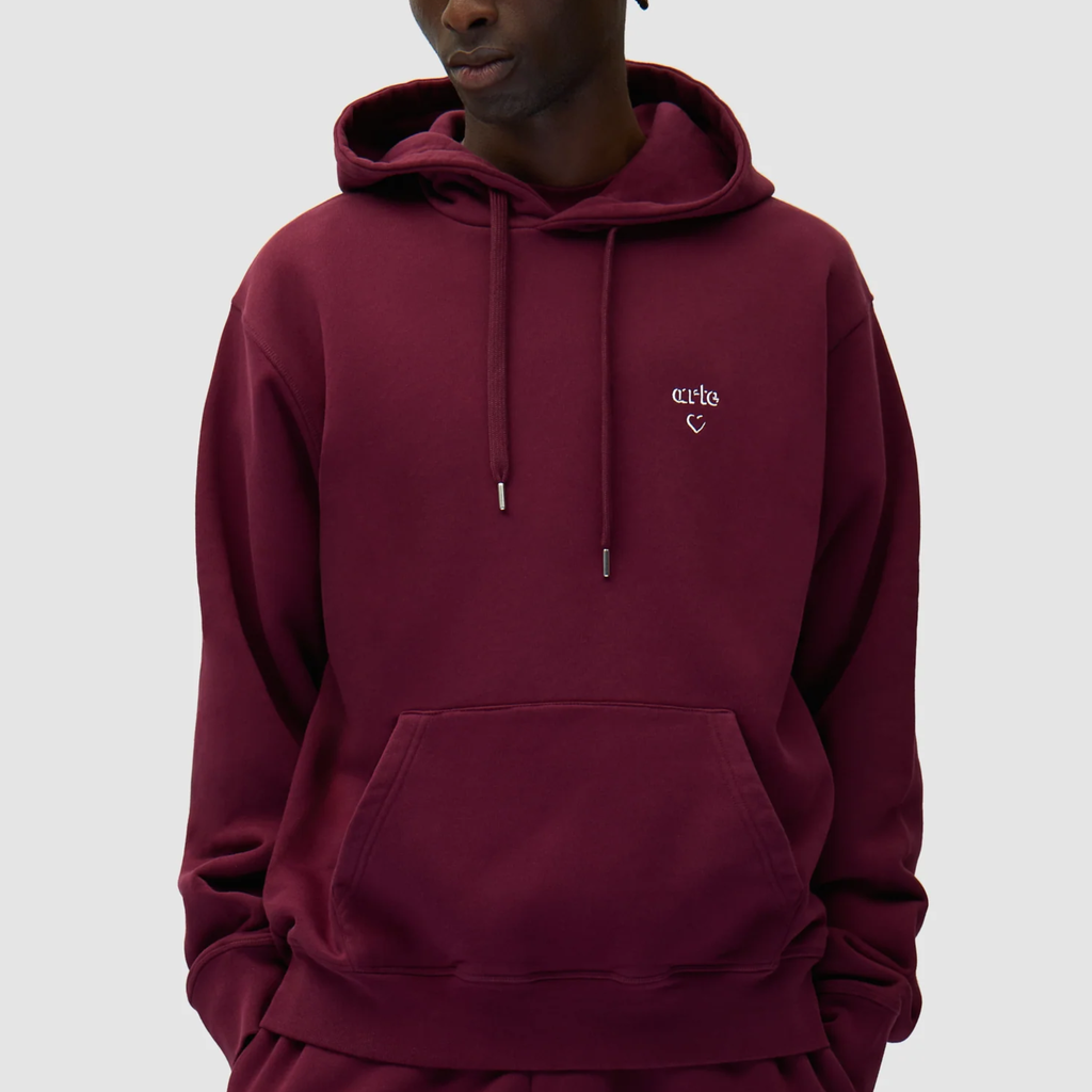 ARTE HEART HOODIE - ARTE Face porté sweat bordeux
